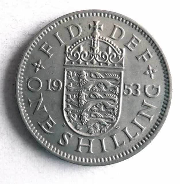 1953 GREAT BRITAIN SHILLING - Excellent Coin - FREE SHIP - Bin #355