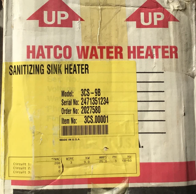 Hatco Sanitizing Sink Heater 3CS-9B