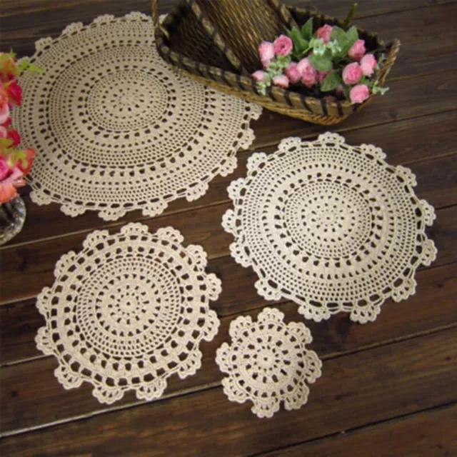 Tablecloth Handmade Crochet Lace Cotton Placemat Table Cloth Doily Cover Pad