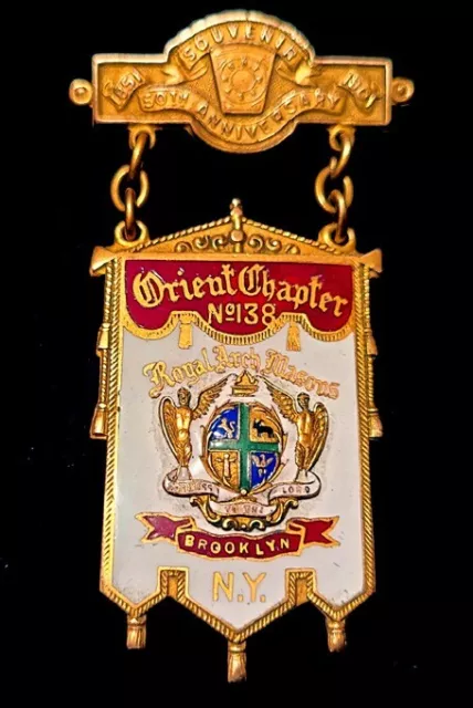 EXQUISITE ORNATE ENAMEL Antique HOLY ROYAL ARCH MASONIC JEWEL Brooklyn New York