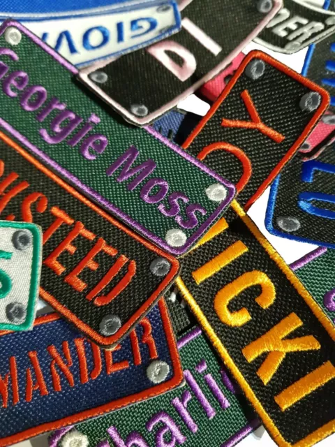 Personalised Name Embroidered Patches Sew Iron On Hook&Loop Badge Biker Applique