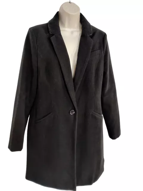 Womens Primark Atmosphere Black Smart Coat Jacket Overcoat Lined Size Uk 12