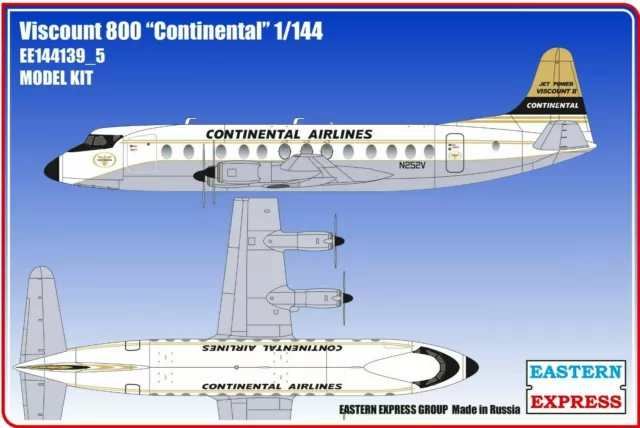 Eastern Express 1/144 Vickers Viscount Type 800 Continental Airlines Model Kit