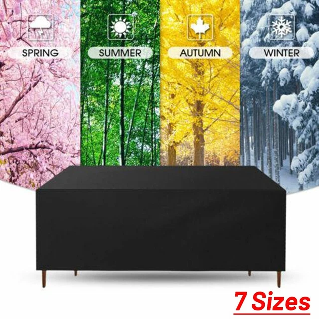 Set Di 4 Coperture Per Mobili Da Esterno In Tessuto Oxford 210D – Impermeabili, Antipolvere, Con Cordino Regolabile E Cinghie (Nero)