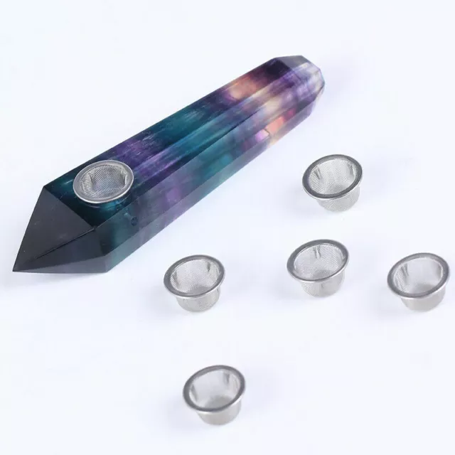Natural Quartz Crystal Point crystal Smoking Pipes obelisk Healing Wand+5 Filte