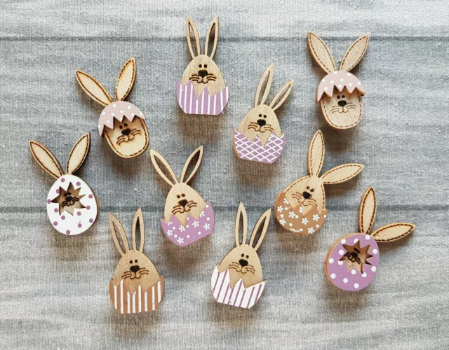 Hase Osterhase Ostern Osterei Holz Streuteile Sticker Basteln Kleben Tischdeko