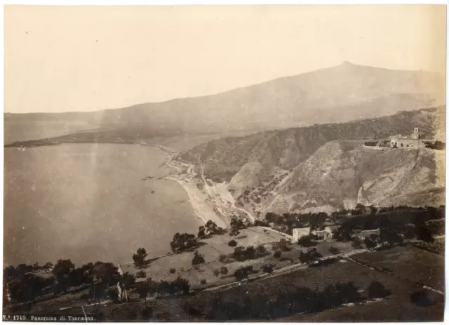 Italia, Taormina, Panorama Vintage albumen print Tirage albuminé  18x24