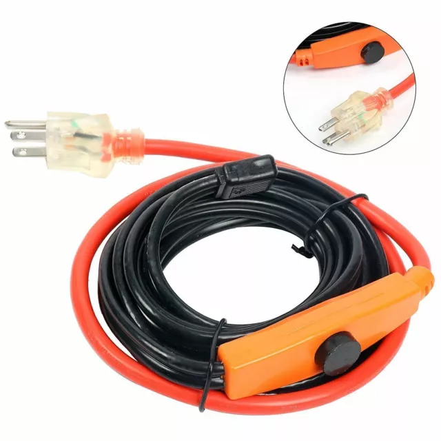 Length 9 Feet Cold Weather Pipe Valve Heating Cable with Built-in Thermostat