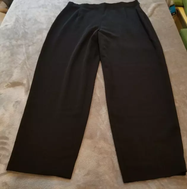 Lafayette New York 148 Womens Plated Black Pants High Rise Straight Leg Side Zip