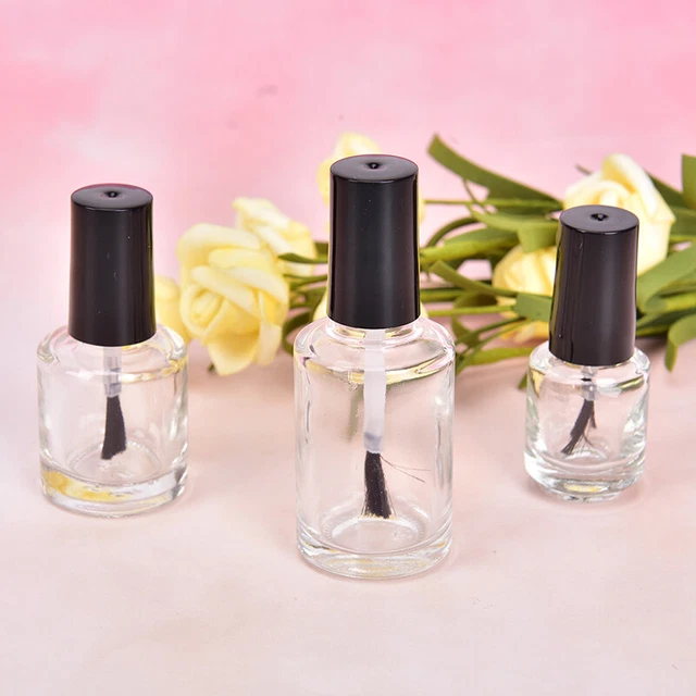 1 pieza 5/10/15 ml botella de esmalte de uñas de vidrio vacío con cepillo vidrio de aceite de uñas BoODH Y4