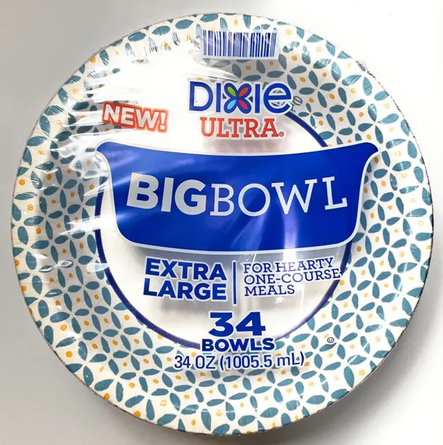 Geogia Pacific Dixie Ultra Big Bowl, 34 Oz Printed Disposable Paper Bowl, 34 Cou