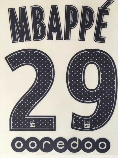 Flocage junior officiel PSG Ligue 1 third 2017/18 N°29 Mbappé (blanc