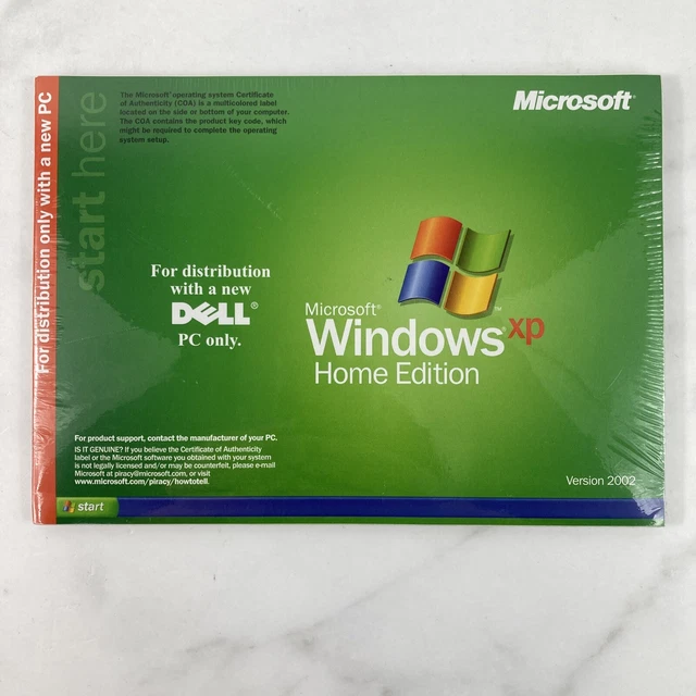 MICROSOFT WINDOWS XP Home Edition PC Version 2002 Software Dell Rev