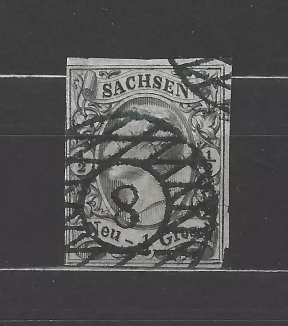 Sachsen Nr 8 - 1855 - König Johannes I - 1/2 Neugroschen, Gitterstempel