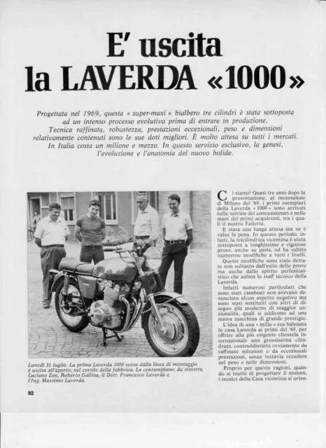 advertising Pubblicità  MOTO LAVERDA 1000 NEWS 1972  MAXIMOTO MOTOITALIANE EPOCA