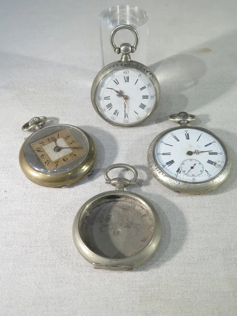 Ancienne montre gousset boitier argent massif poinçon cygne fonctionne