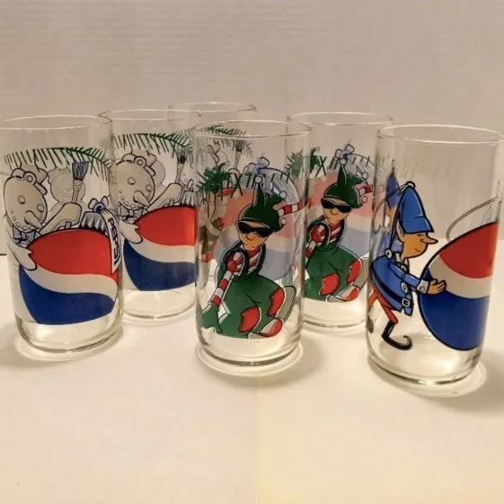 Pepsi Cola Collectible Christmas Glasses-Libby-YOU CHOOSE-Vintage-90s-16 oz