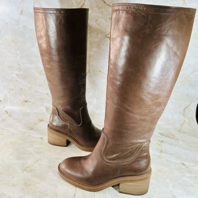 Vince Camuto Vuliann Knee High Wide Calf Boot Fashion Smokey Nut Women's 8M EUC