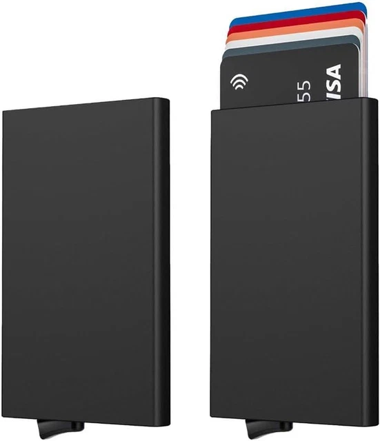 Porta carte di credito zip portafoglio verticale piatto in pelle Blu