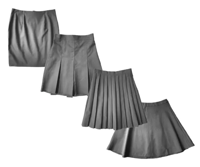 Girl Uniform Skirt Grey Ex-High Street Brand All Size School Skater Pencil Pleat