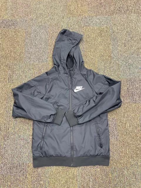 Nike Air Windrunner Boys Large Black Activewear Full Zip Windbreaker Jacket