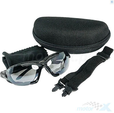 Ravs  Sonnenbrille für Biker Bikerbrille schwarz Band und Bügel Motorradbrille 