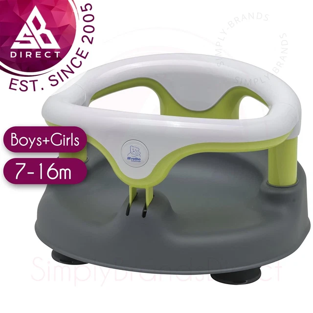 Rotho Babydesign Bath Seat│Hinged Ring & Child Safety Lock│7-16m│Upto-13Kg│Grey