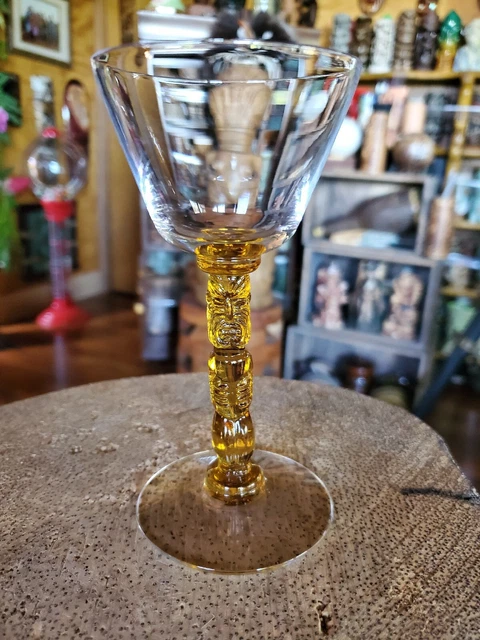 Rare Morgantown Polynesian Amber Tiki Stem Martini glass Trader Vic's Kahiki Rare Morgantown Polynesian Amber Tiki Stem Martini glass Trader Vic's Kahiki