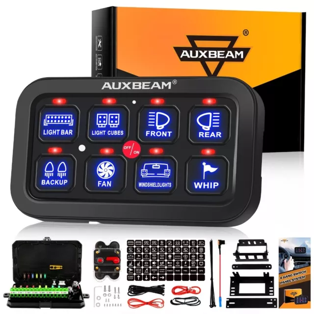 12V/24V AUXBEAM 8 Gang Switch Panel On-Off LED Car Switch Panel Circuit Control