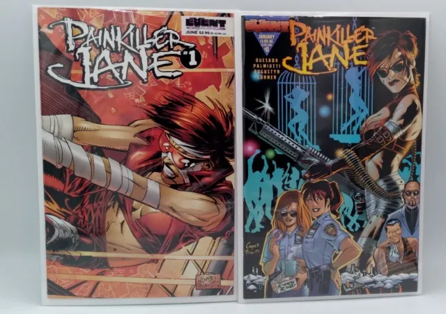 PAINKILLER JANE LOT OF 2 - #0 #1 (VF) EVENT COMICS Vintage Rare*superhero