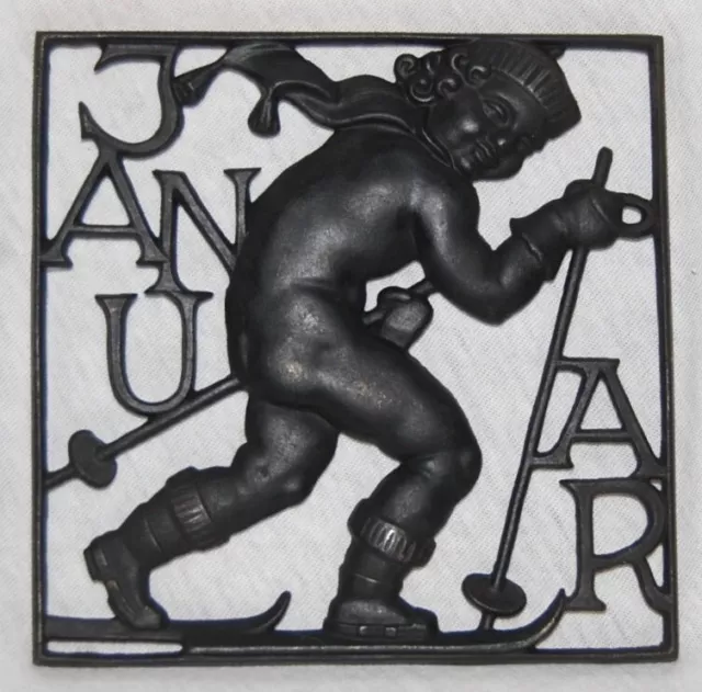 Plakette, Lauchhammer, Monat Januar,  Monatsbild, Kunstguss