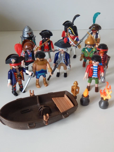 Lot Playmobil Vintage – Pirates, Soldats Tuniques Rouges, Canon, Set 3795 (1990)