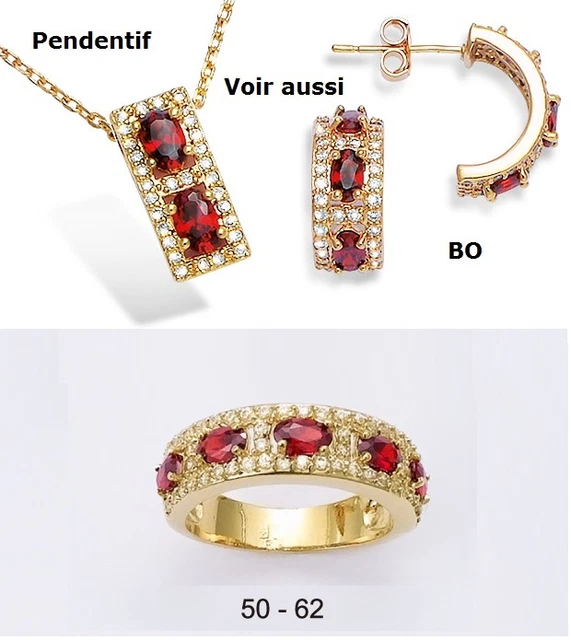 Bague Dolly-Bijoux T58 - Croisée, Pavé Diamant Et Rubis Cz, Plaqué Or 18K 5 Microns - Neuf étiqueté