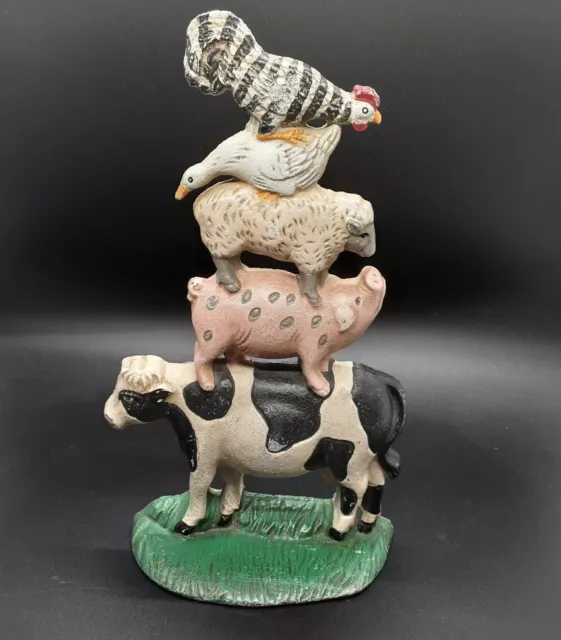 VTG Cast Iron Doorstop MIDWEST IMPORTERS Farm Animals Cow Pig Sheep Duck Rooster