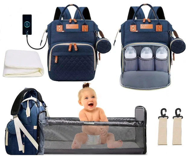Baby Diaper Bag with Changing Station and USB Port (NAVY BLUE)