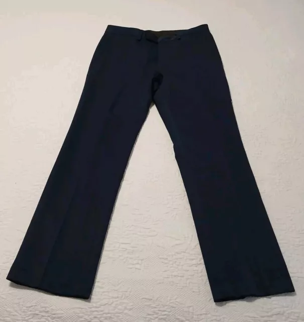 Kenneth Cole Reaction Mens Urban Slim Fit Flat Front Dress Pant 32x30 Blue
