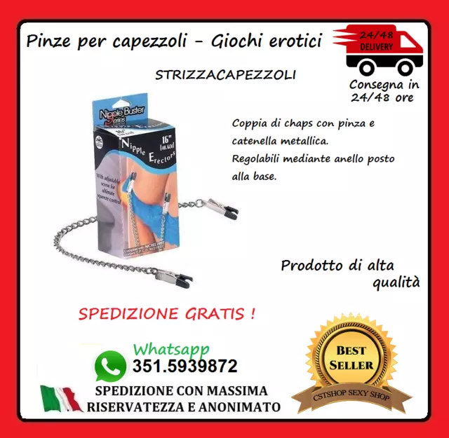 Coppia morsetti pinze per capezzoli seno stringicapezzoli con catena nipple