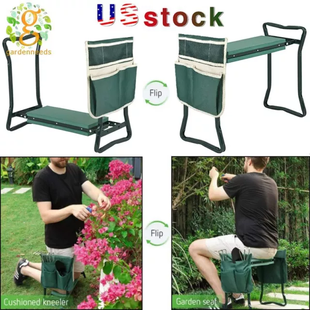 NEW Garden Kneeler Seat w/ Kneeling Pad and Tool Pouch Folding Portable Bench