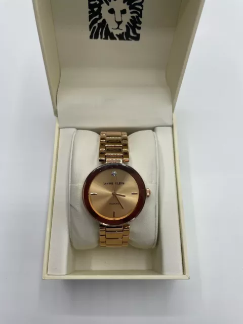 NEW - Rose Gold Anne Klein Women's Genuine Diamond Dial Bracelet Watch