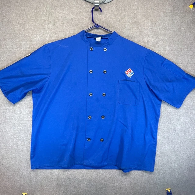 Domino's Pizza Vintage Chef Coat Men's Size 3XL Blue Chefwear Short Sleeve