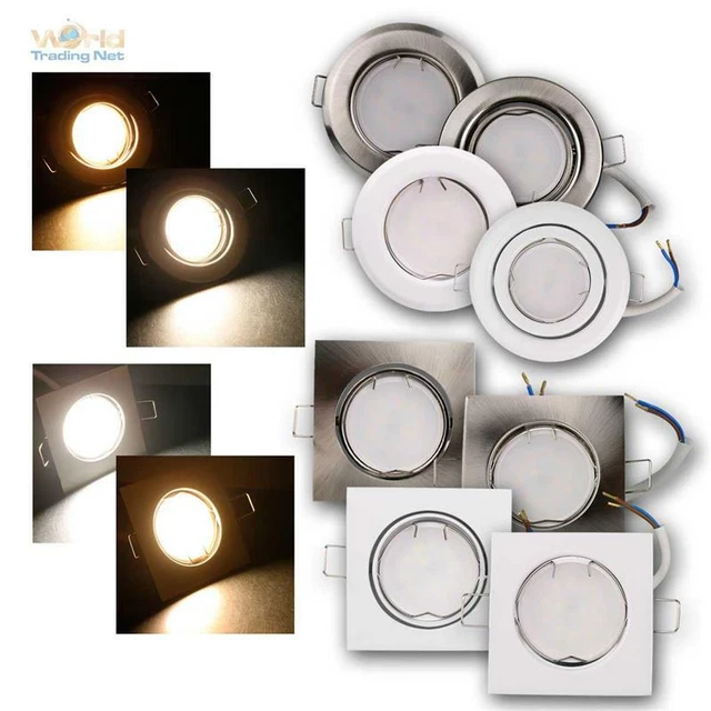 Set 30 Faretti Da Incasso GU10 Con Cornice In Acciaio Inox - Orientabili 30°, Per Soffitto, Diametro Foro 68-75 Mm