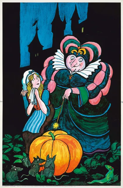 Original Vintage Poster Tomi Ungerer Cinderella Fairy Godmother Princess 1970s