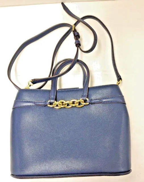 Calvin Klein Evelyn Blue Leather Mini  Bag Tote Unisex Handbag Blue Purse