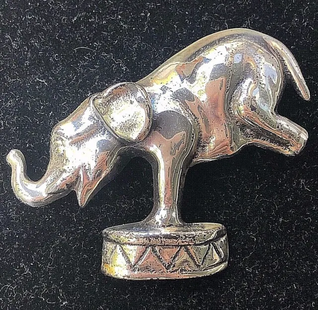 Large Elephant Brooch Pin - Solid 925 Sterling Silver - Circus Theme - 17.4G