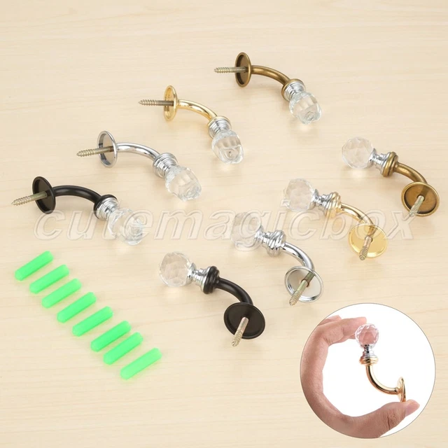 Zinc Alloy Crystal Glass Curtain Clothes Towel Hanger Holder Door Wall Hook 1pc