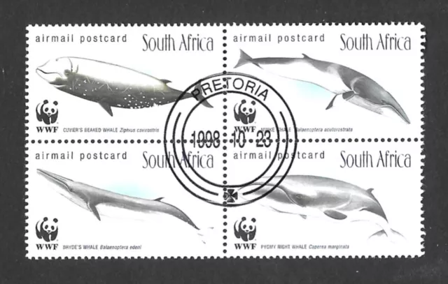South Africa 1998 Whales WWF block of 4 Used