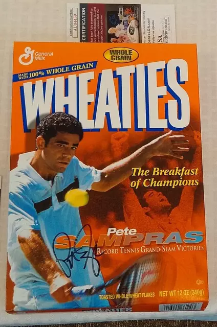 PETE SAMPRAS Autographed Signed Empty Wheaties Cereal Box JSA Tennis WTA USA