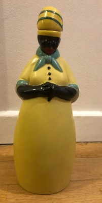 Robj Robj bouteille à liqueur en porcelaine représentant une martiniquaise Art Déco 