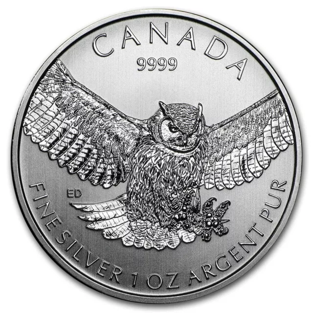 2015 $5 Canadian Great Horned Owl (Birds of Prey Series) 1 oz .9999 Silver Coin