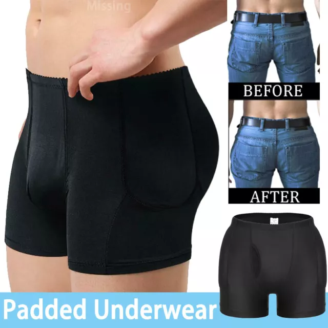 Mens Padded Underwear Butt Lifter Hips Enhancer Fajas Boxer Briefs